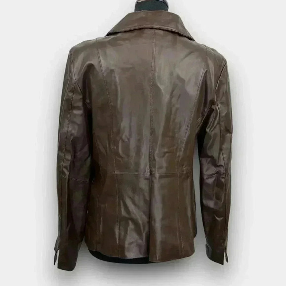 Guillaume Leather Jacket Large – Brown Basket-Weave Trim,‎ Genuine Leather - Picture 4 of 11